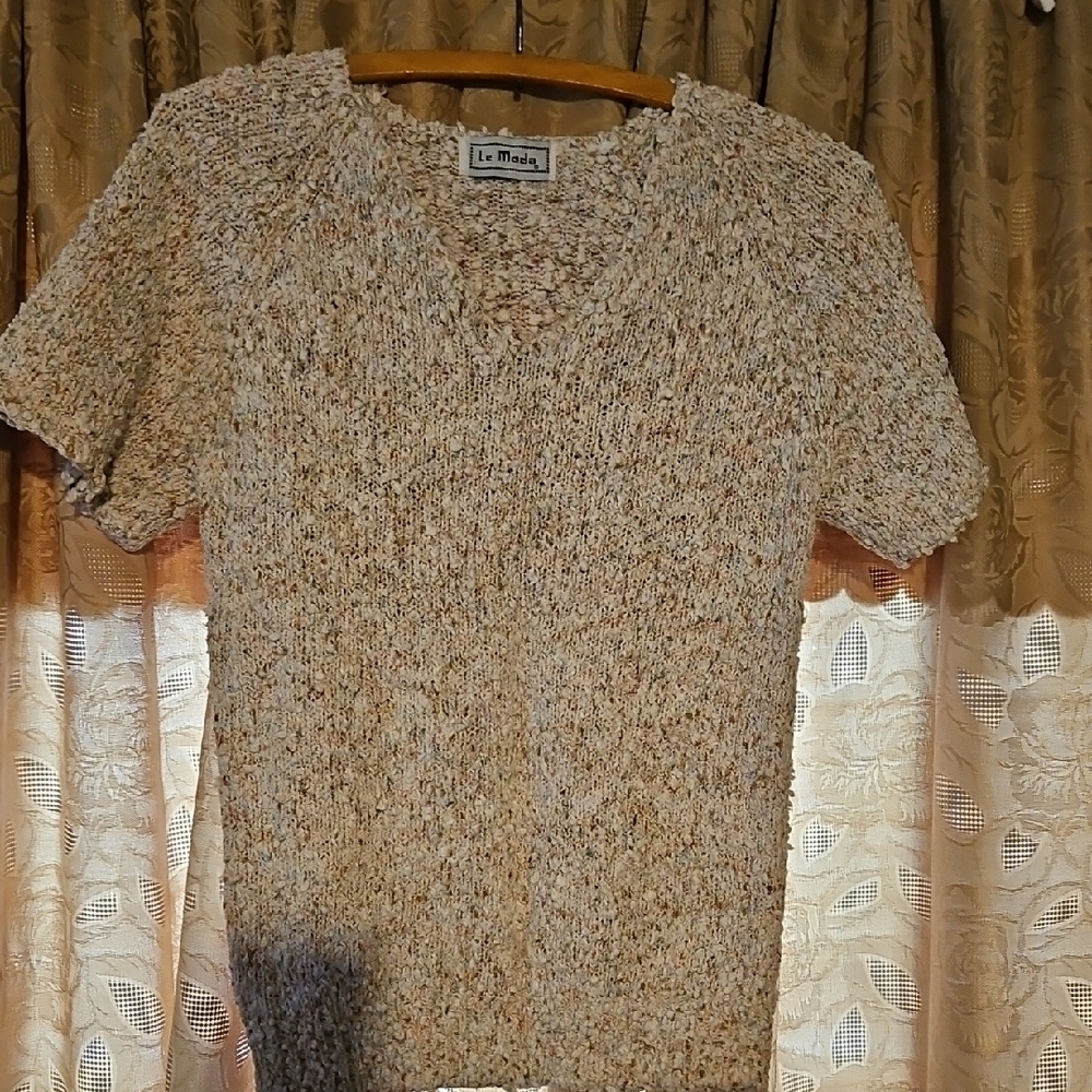 Le Mode Knit Short Sleeve Sweater